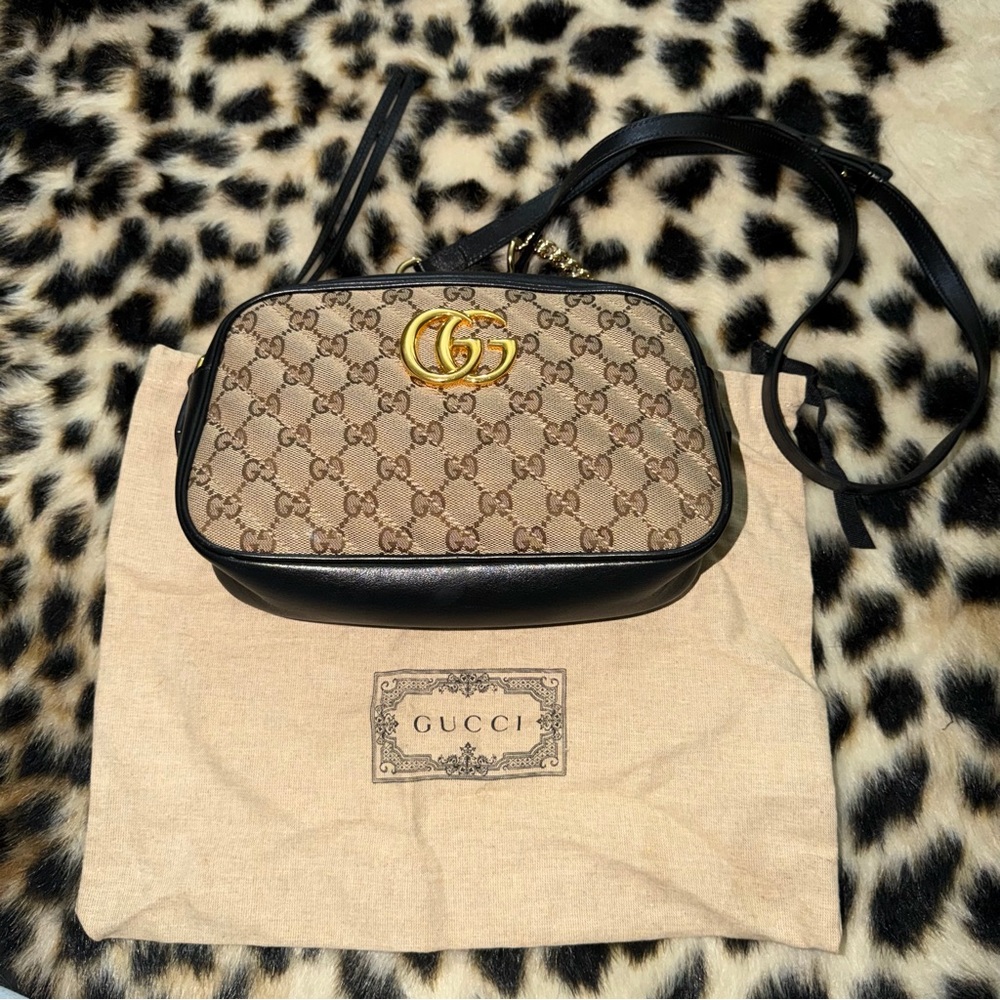 Gucci Tan and Black Crossbody Bag